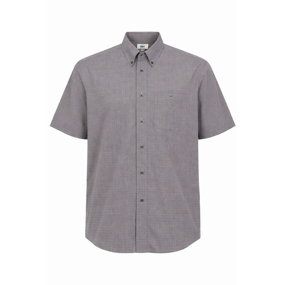 Lacoste Shirt Men XL Gray Check Crocodile Pocket Button Up Preppy Office